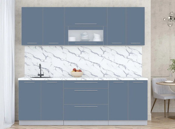 Изображение товара Кухонный гарнитур Интерлиния Мила Пластик 2.3 В (арктический/арктический/белый гранит)