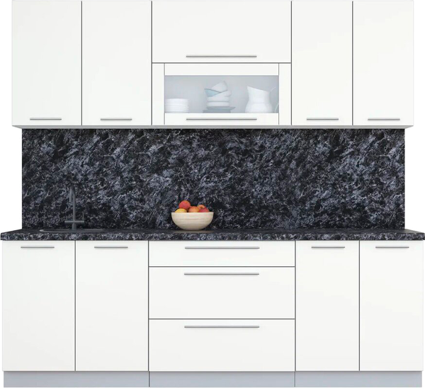 Изображение товара Кухонный гарнитур Интерлиния Мила Пластик 2.3 В (зефирный/зефирный/кастилло темный)