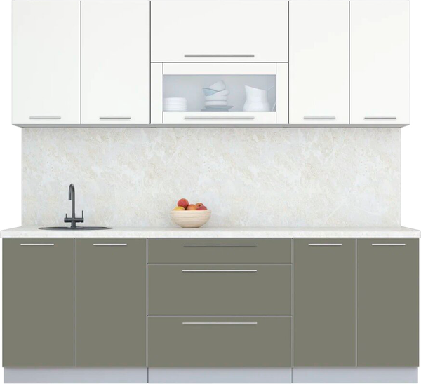 Изображение товара Кухонный гарнитур Интерлиния Мила Пластик 2.3 В (зефирный/кварцевый/опал светлый)