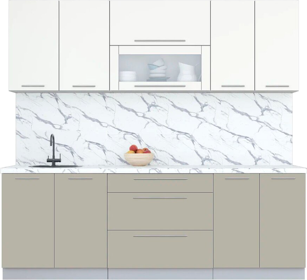 Изображение товара Кухонный гарнитур Интерлиния Мила Пластик 2.3 В (зефирный/латте/белый гранит)