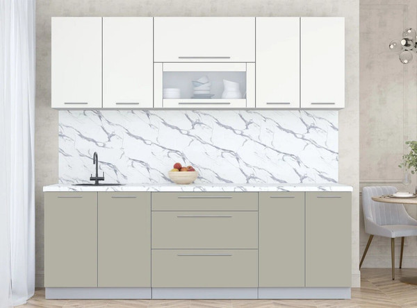 Изображение товара Кухонный гарнитур Интерлиния Мила Пластик 2.3 В (зефирный/латте/белый гранит)