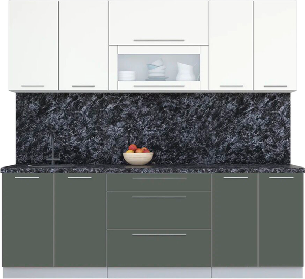 Изображение товара Кухонный гарнитур Интерлиния Мила Пластик 2.3 В (зефирный/шторм/кастилло темный)