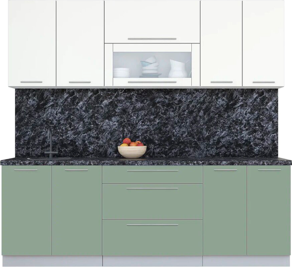 Изображение товара Кухонный гарнитур Интерлиния Мила Пластик 2.3 В (зефирный/полынь/кастилло темный)