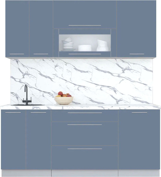 Изображение товара Кухонный гарнитур Интерлиния Мила Пластик 1.9 В (арктический/арктический/белый гранит)