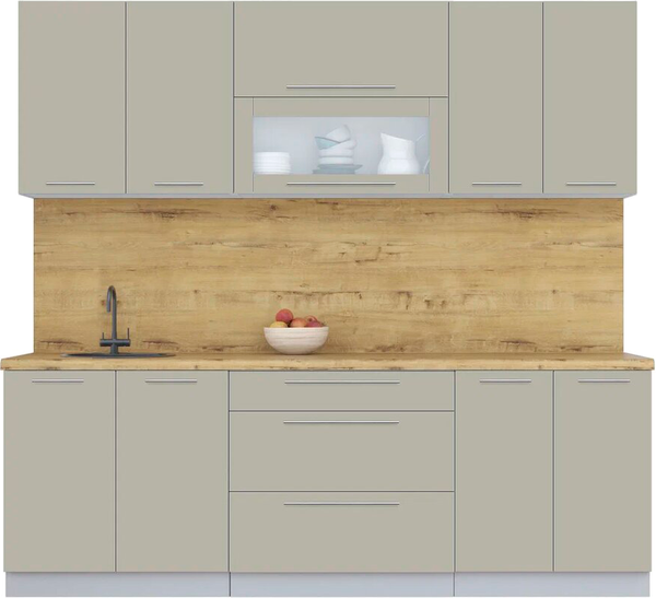 Изображение товара Кухонный гарнитур Интерлиния Мила Пластик 2.3 В (латте/латте/дуб бунратти)