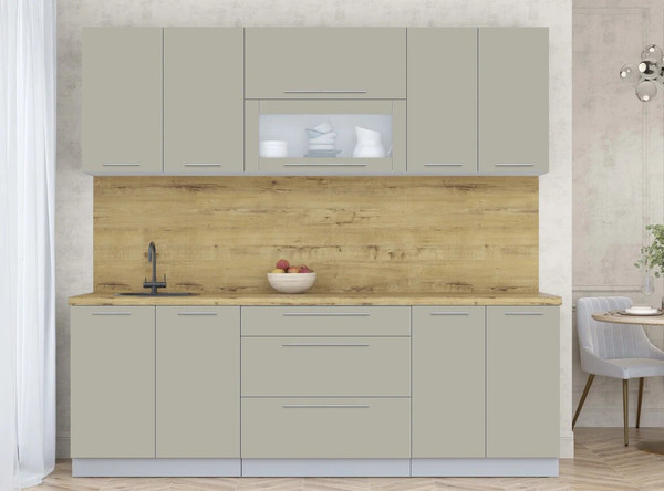 Изображение товара Кухонный гарнитур Интерлиния Мила Пластик 2.3 В (латте/латте/дуб бунратти)