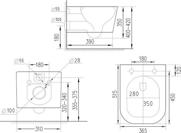 Изображение товара Унитаз подвесной с инсталляцией Asten Readle Zentralmodul AR0601-135CH