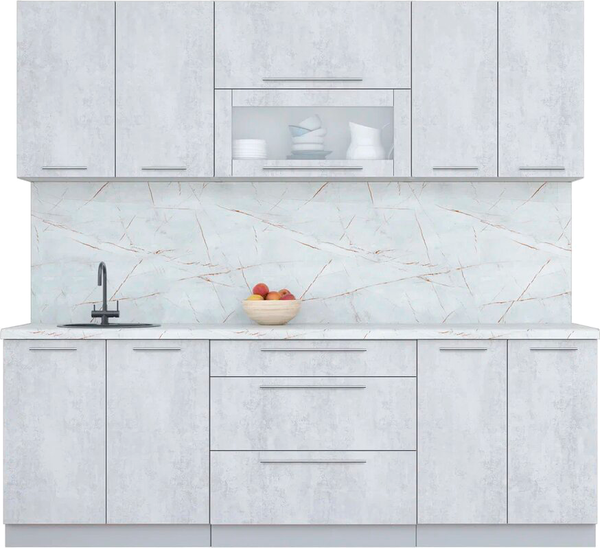 Изображение товара Кухонный гарнитур Интерлиния Мила Пластик 2.3 В (оксид светлый/оксид светлый/серый каспий)