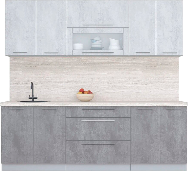 Изображение товара Кухонный гарнитур Интерлиния Мила Пластик 2.3 В (оксид светлый/оксид темный/травертин серый)