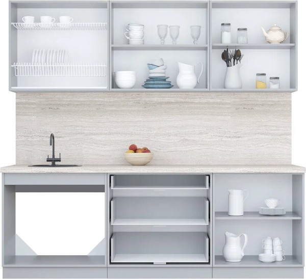 Изображение товара Кухонный гарнитур Интерлиния Мила Пластик 2.3 В (оксид светлый/оксид темный/травертин серый)