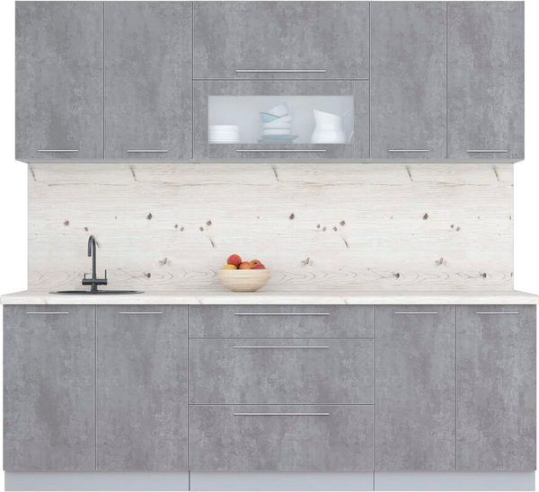 Изображение товара Кухонный гарнитур Интерлиния Мила Пластик 2.3 В (оксид темный/оксид темный/бискайская сосна)