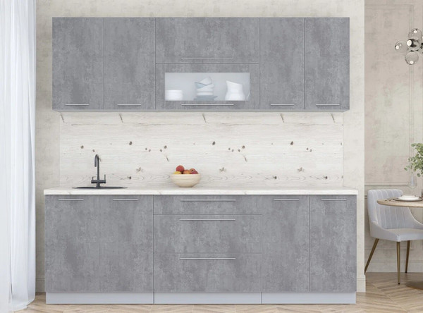 Изображение товара Кухонный гарнитур Интерлиния Мила Пластик 2.3 В (оксид темный/оксид темный/бискайская сосна)