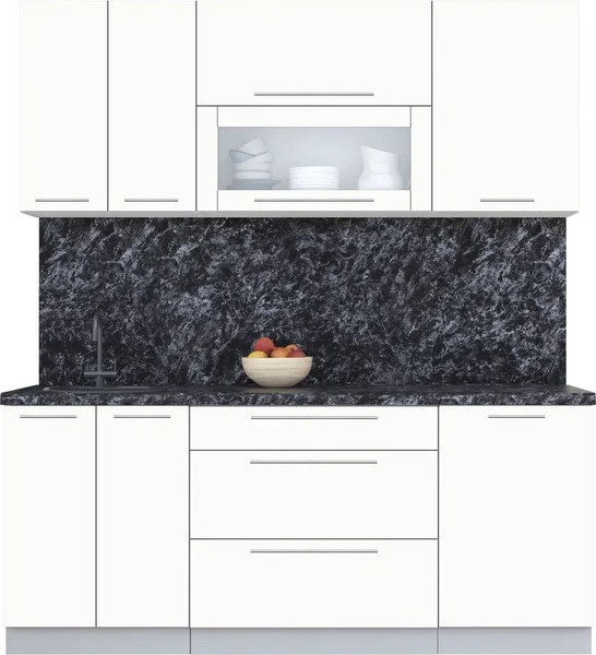 Изображение товара Кухонный гарнитур Интерлиния Мила Пластик 1.9 В (зефирный/зефирный/кастилло темный)