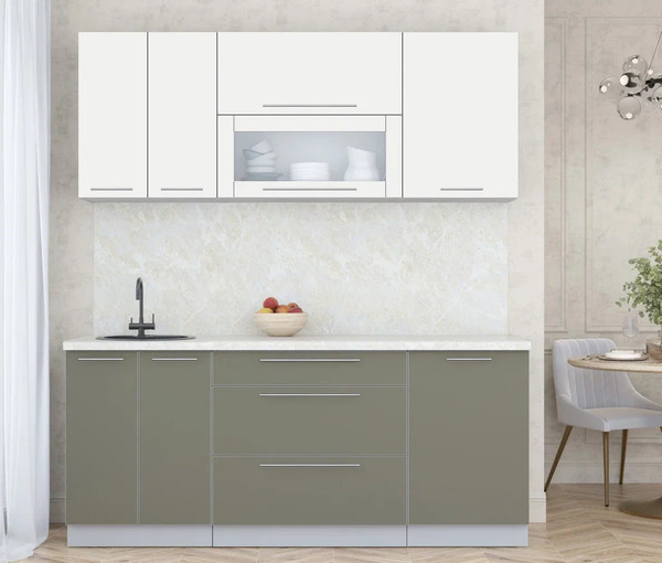 Изображение товара Кухонный гарнитур Интерлиния Мила Пластик 1.9 В (зефирный/кварцевый/опал светлый)