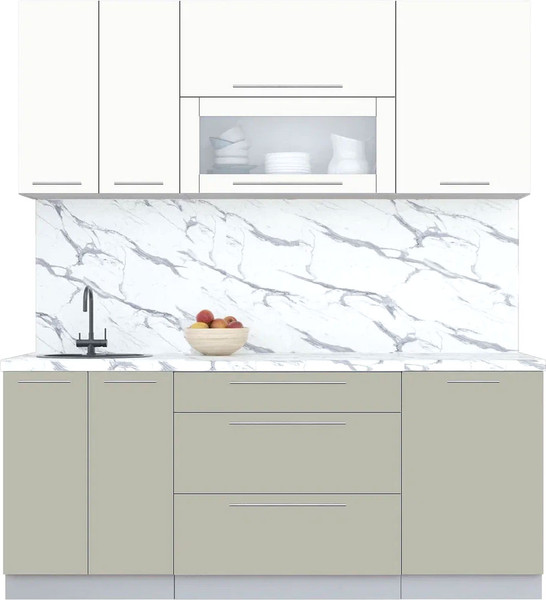 Изображение товара Кухонный гарнитур Интерлиния Мила Пластик 1.9 В (зефирный/латте/белый гранит)
