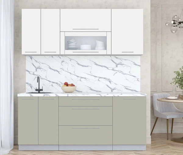 Изображение товара Кухонный гарнитур Интерлиния Мила Пластик 1.9 В (зефирный/латте/белый гранит)