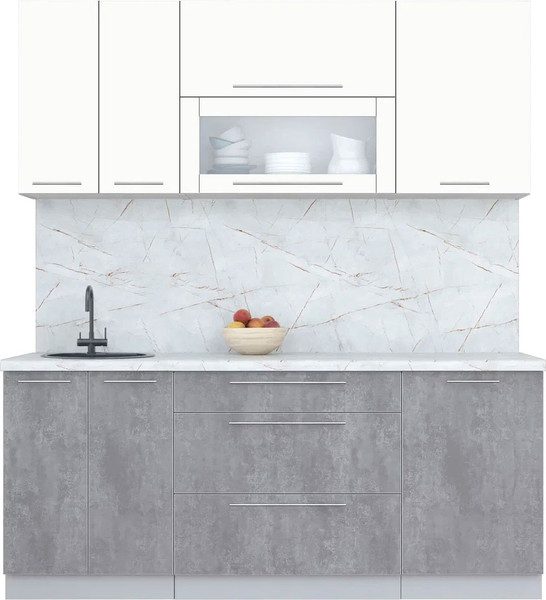 Изображение товара Кухонный гарнитур Интерлиния Мила Пластик 1.9 В (зефирный/оксид темный/серый каспий)