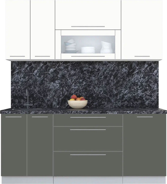 Изображение товара Кухонный гарнитур Интерлиния Мила Пластик 1.9 В (зефирный/шторм/кастилло темный)