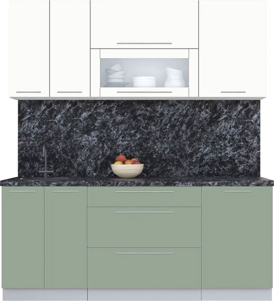 Изображение товара Кухонный гарнитур Интерлиния Мила Пластик 1.9 В (зефирный/полынь/кастилло темный)