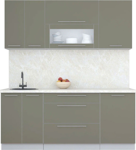 Изображение товара Кухонный гарнитур Интерлиния Мила Пластик 1.9 В (кварцевый/кварцевый/опал светлый)