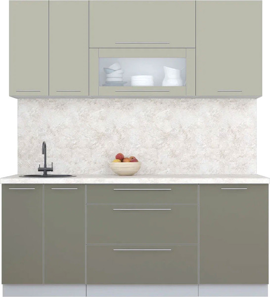 Изображение товара Кухонный гарнитур Интерлиния Мила Пластик 1.9 В (латте/кварцевый/опал светлый)