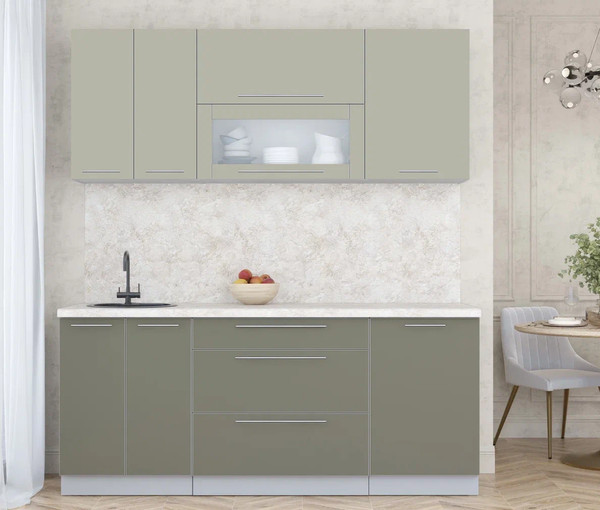 Изображение товара Кухонный гарнитур Интерлиния Мила Пластик 1.9 В (латте/кварцевый/опал светлый)