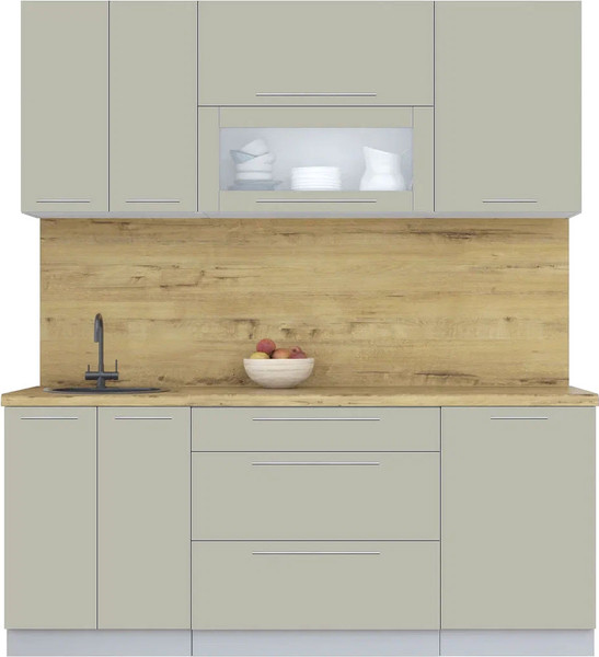 Изображение товара Кухонный гарнитур Интерлиния Мила Пластик 1.9 В (латте/латте/дуб бунратти)