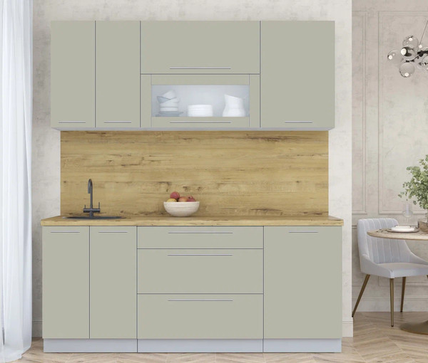 Изображение товара Кухонный гарнитур Интерлиния Мила Пластик 1.9 В (латте/латте/дуб бунратти)