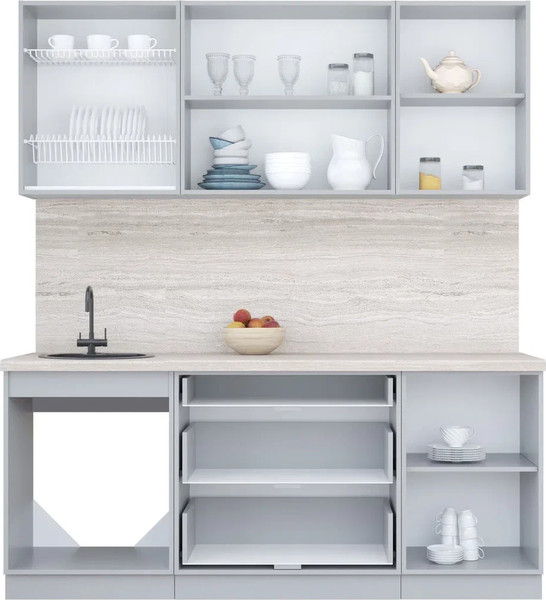 Изображение товара Кухонный гарнитур Интерлиния Мила Пластик 1.9 В (латте/шторм/опал светлый)