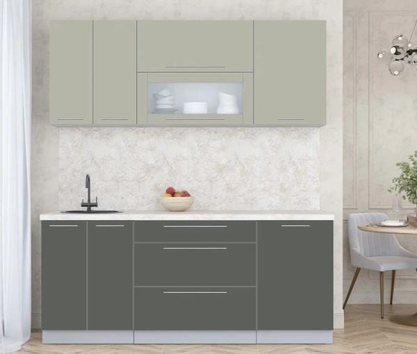 Изображение товара Кухонный гарнитур Интерлиния Мила Пластик 1.9 В (латте/шторм/опал светлый)