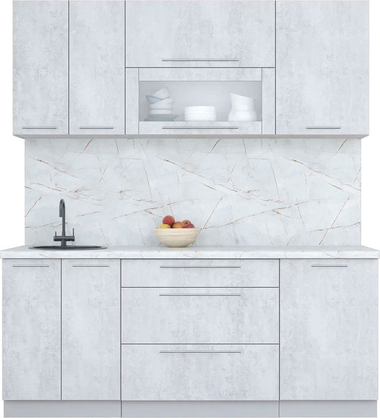 Изображение товара Кухонный гарнитур Интерлиния Мила Пластик 1.9 В (оксид светлый/оксид светлый/серый каспий)