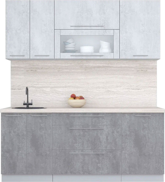 Изображение товара Кухонный гарнитур Интерлиния Мила Пластик 1.9 В (оксид светлый/оксид темный/травертин серый)