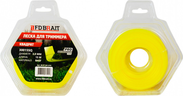 Изображение товара Леска для триммера Brait BR 3.0x15 / 30015SQ PRO