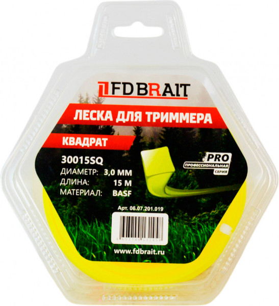 Изображение товара Леска для триммера Brait BR 3.0x15 / 30015SQ PRO
