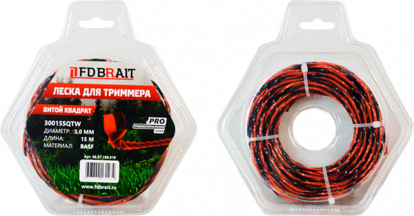 Изображение товара Леска для триммера Brait BR 3.0x15 / 30015SQTW PRO