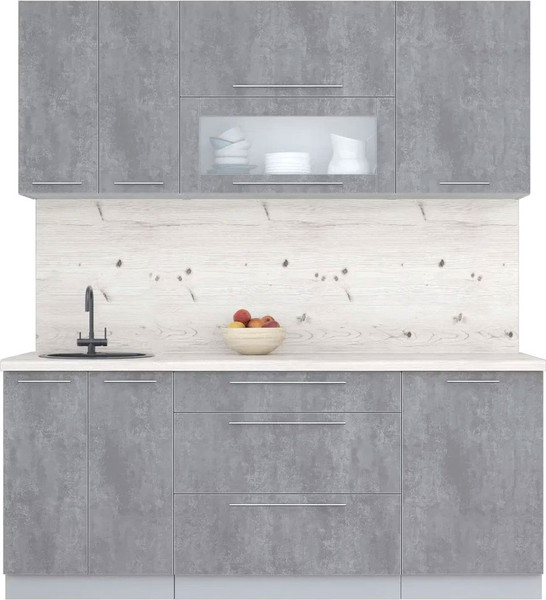 Изображение товара Кухонный гарнитур Интерлиния Мила Пластик 1.9 В (оксид темный/оксид темный/бискайская сосна)