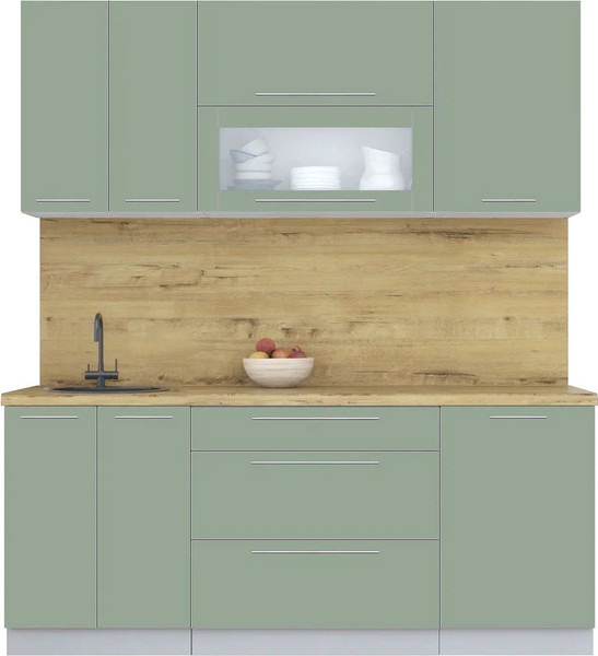 Изображение товара Кухонный гарнитур Интерлиния Мила Пластик 1.9 В (полынь/полынь/дуб бунратти)