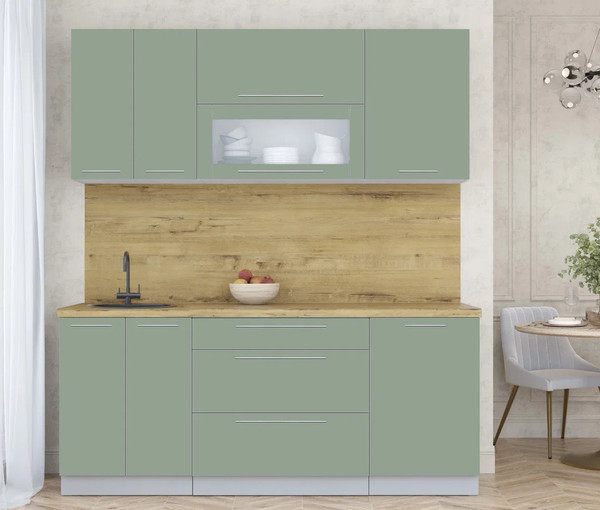 Изображение товара Кухонный гарнитур Интерлиния Мила Пластик 1.9 В (полынь/полынь/дуб бунратти)