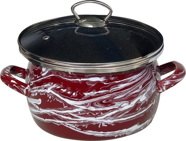 Изображение товара Кастрюля Сантэкс Шейк 1-2450111 (серый гранит/бордовый/белый)