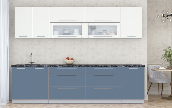 Изображение товара Кухонный гарнитур Интерлиния Мила Пластик 2.9 В (зефирный/арктический/кастилло темный)