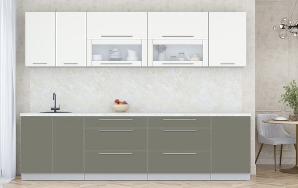 Изображение товара Кухонный гарнитур Интерлиния Мила Пластик 2.9 В (зефирный/кварцевый/опал светлый)