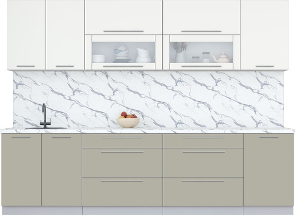 Изображение товара Кухонный гарнитур Интерлиния Мила Пластик 2.9 В (зефирный/латте/белый гранит)