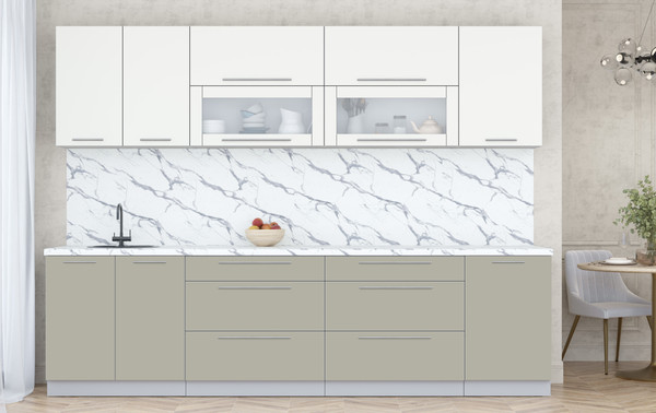 Изображение товара Кухонный гарнитур Интерлиния Мила Пластик 2.9 В (зефирный/латте/белый гранит)