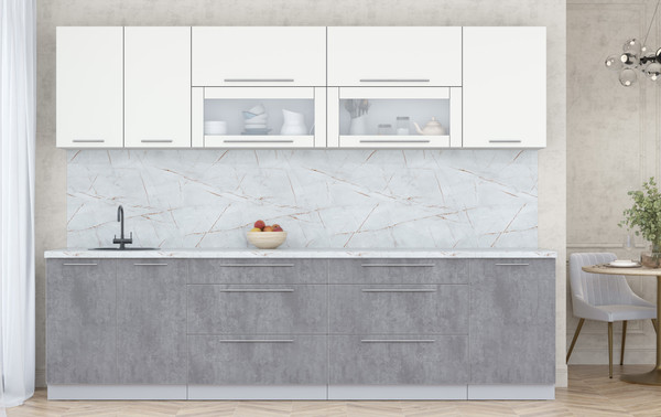 Изображение товара Кухонный гарнитур Интерлиния Мила Пластик 2.9 В (зефирный/оксид темный/серый каспий)