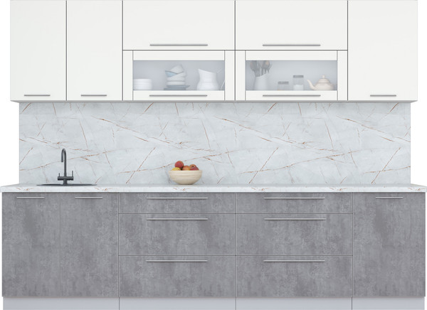 Изображение товара Кухонный гарнитур Интерлиния Мила Пластик 2.9 В (зефирный/оксид темный/серый каспий)