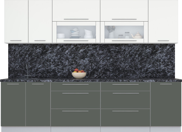 Изображение товара Кухонный гарнитур Интерлиния Мила Пластик 2.9 В (зефирный/шторм/кастилло темный)