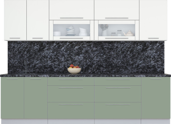 Изображение товара Кухонный гарнитур Интерлиния Мила Пластик 2.9 В (зефирный/полынь/кастилло темный)