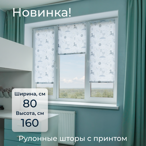 Изображение товара Рулонная штора Franc Gardiner Print Сказочный лес 80х160 / 9403217473 (серый)