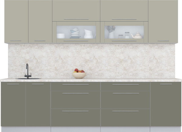 Изображение товара Кухонный гарнитур Интерлиния Мила Пластик 2.9 В (латте/кварцевый/опал светлый)