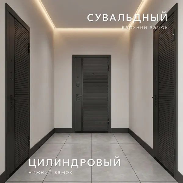 Изображение товара Входная дверь Guard Line зеркало 86x205 правая (графит/шагрень белая)
